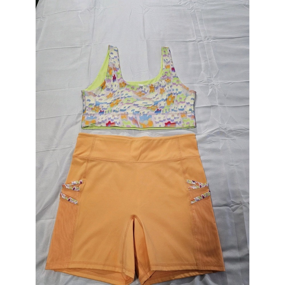 Fabletics Women's Multicolored Top And Light Orange Shirts Size Large